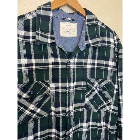 Weatherproof MensGreen Plaid Classic Cotton Cozy Long Sleeve Flannel Shirt XXL - Picture 3 of 11